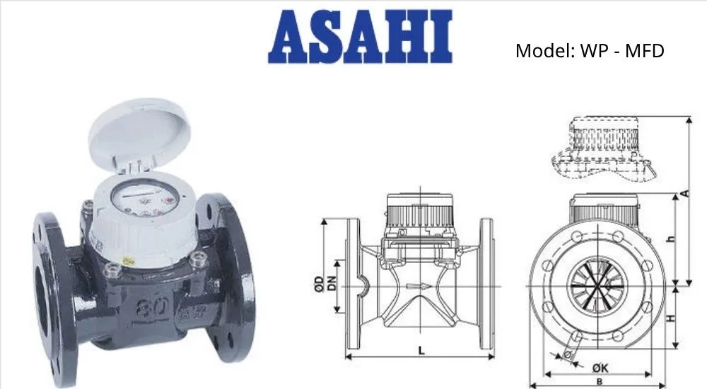 Đặc điểm cấu tạo của đồng hồ nước Asahi WP-MFD