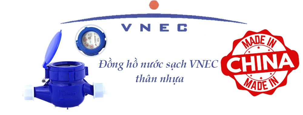 Đồng hồ nước sạch VNEC thân nhựa có xuất xứ tại Trung Quốc