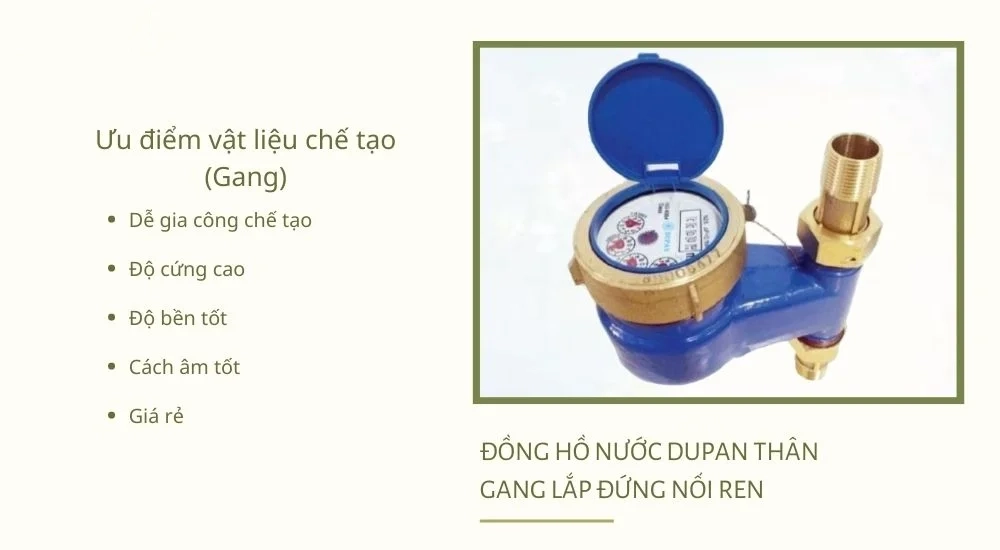 Ưu điểm vật liệu gang cao cấp trên đồng hồ Dupan lắp đứng