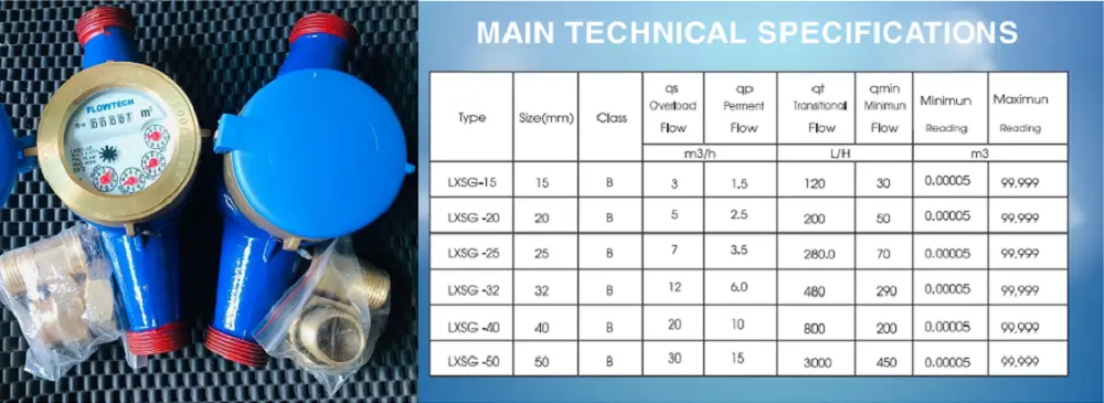 Thông số kỹ thuật của đồng hồ Flowtech thân gang