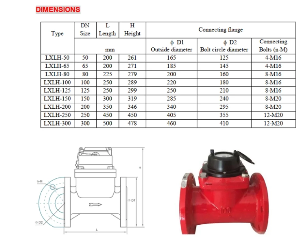 Cấu tạo của đồng hồ Flowtech nước nóng nối bích