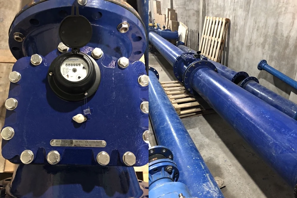 Ứng dụng đồng hồ Flowtech nước sạch vào đường ống