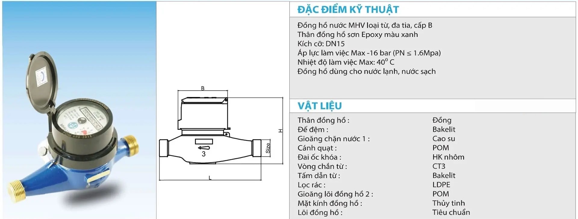 Cấu tạo đồng hồ Minh Hòa thân đồng cấp B