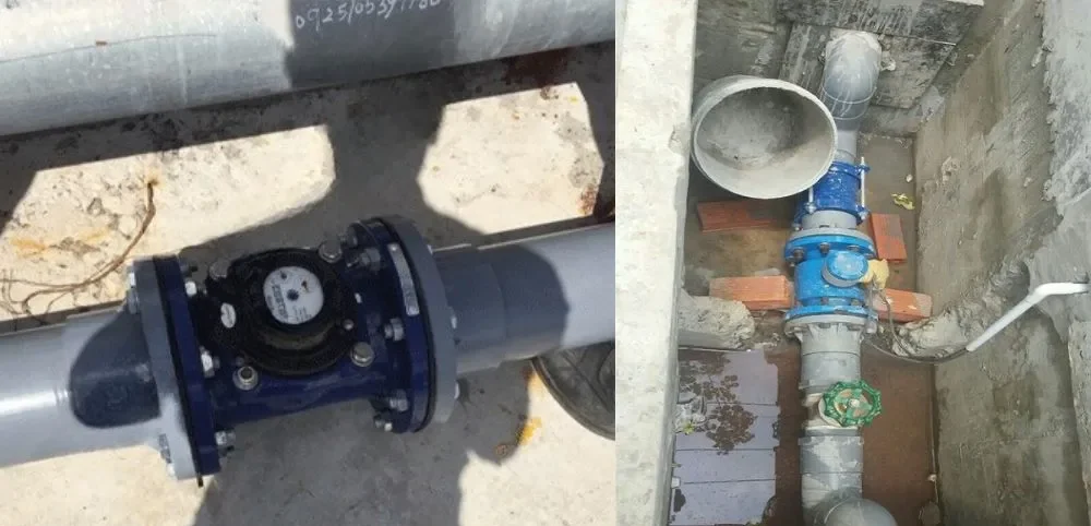 Ứng dụng đồng hồ Turkoglu nước thải mặt bích vào đường ống