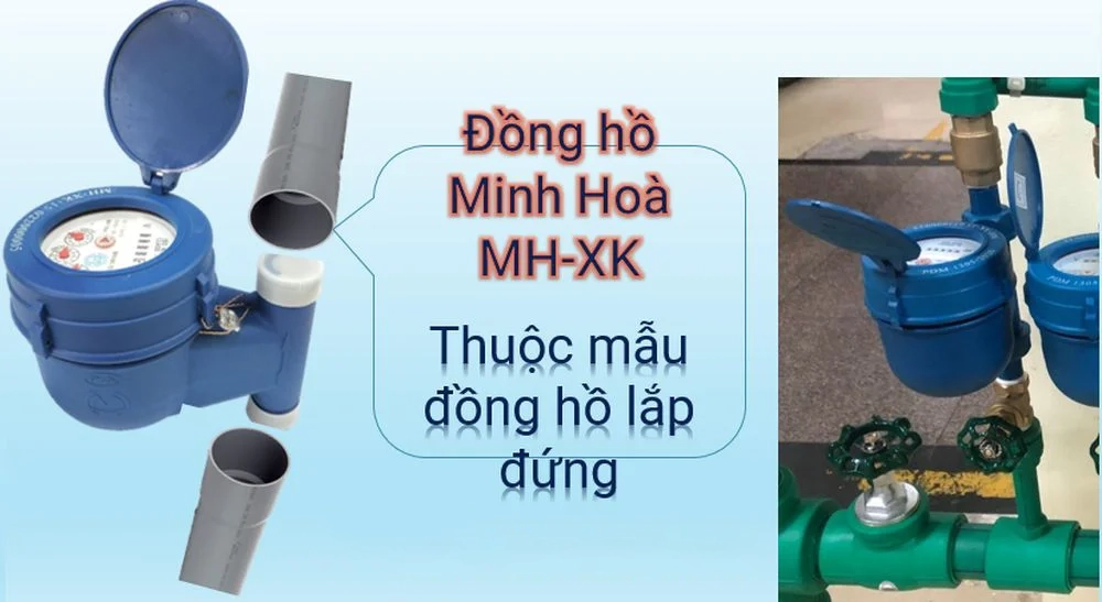 Ứng dụng đồng hồ Minh Hòa thân nhựa lắp đứng