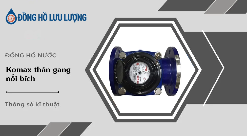 Đồng hồ Komax thân gang nối bích
