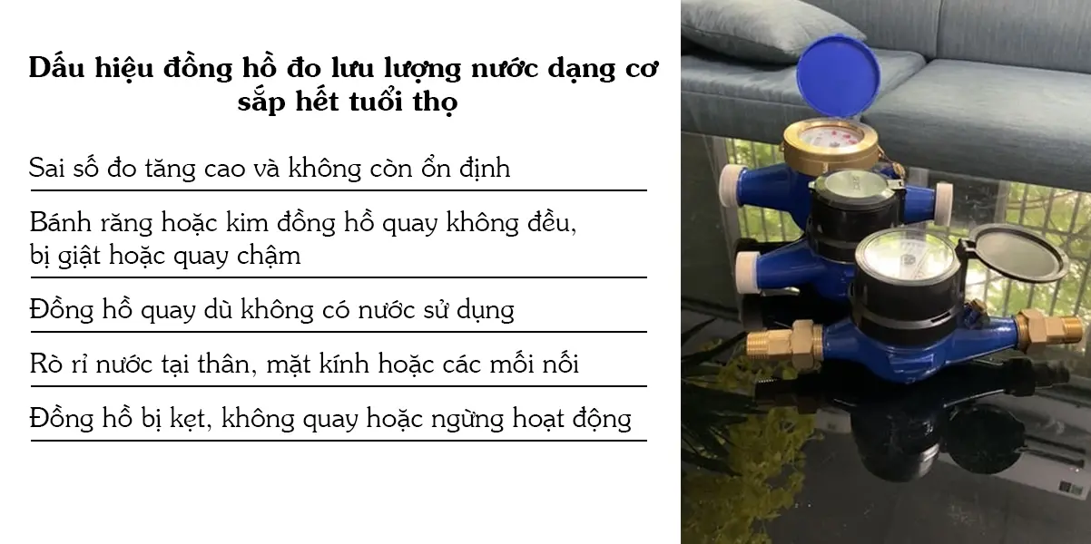 Dấu hiệu đồng hồ đo lưu lượng nước dạng cơ sắp hết tuổi thọ