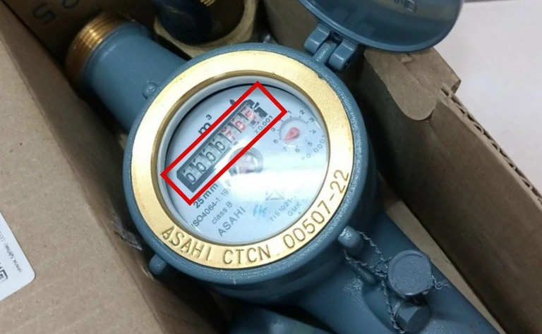 Dãy số hiển thị tổng lưu lượng nước